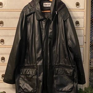 KingSize Men's Big & Tall Hooded Leather Parka